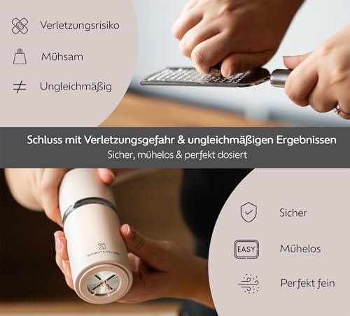 SCHMIDT & KRAMER Muskatnuss Mühle I hochwertige Muskatmühle aus Edelstahl mit Vorratsbehälter, scharfes Stahlmahlwerk, um frische Muskat-Aromen mühelos zu genießen (Mitternacht)