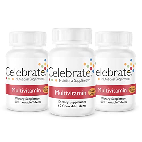 Celebrate Vitamins Bariatric Multivitamin Chewable Without Iron, for Post Gastric Bypass or Sleeve Gastrectomy, Mandarin Orange, 180 Count