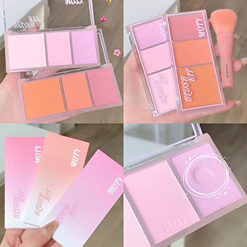 Purple Blush Matte Face Powder Blush Palette For Cool Skin Colors, Soft Mist Nude Makeup Rouge Blush Waterproof Long Lasting Contour Highlight Blush Powder Highly Pigmented #TOP3