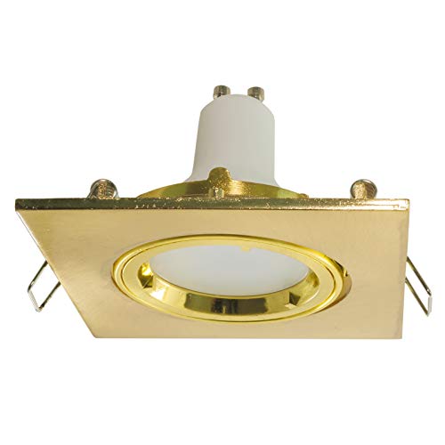 Foco dorado cuadrado orientable empotrable 8 cm luz difusa lámpara LED 8 W GU10 6000K