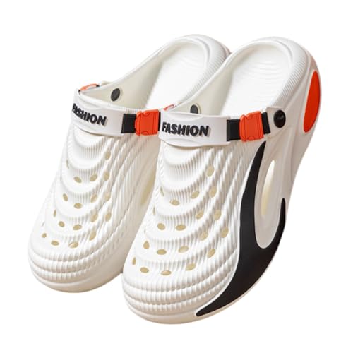 Fashion Clogs Unisex EVA Slip-On Shoes for Women Men Comfortable Thick Sole Breathable Indoor Outdoor Sandals-White-1 44 45