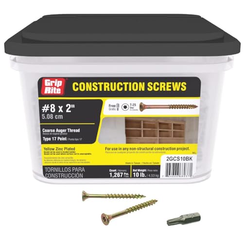 Image of Grip Rite Prime Guard 2GCS10BK T25 Star Drive Construction Screws with Type 17 Tip 10-Pound Box, 8 by 2 inch