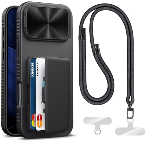 Image of for iPhone 17 Pro Max Case Wallet with Stand & Phone Lanyard Crossbody (2X Phone Tabs) & Card Holder & Camera Cover, Military Grade Drop Protection Phone Case for iPhone 17 Pro Max 2025, Black