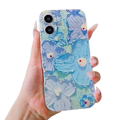 Coque iPhone 17 cordon bleu pour femme style peinture vintage