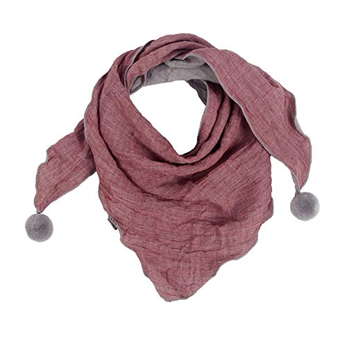 Westeng Kinder Schals Niedlich Dreieck Schal aus Baumwolle mit Haarball, Warmer und Winddicht Halstücher für Winter (Rot) Cover