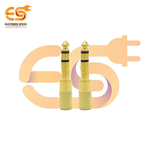 Image of Electronic Spices Mono 6.35mm male to 3.5mm female Golden color audio connectors pack of 2pcs