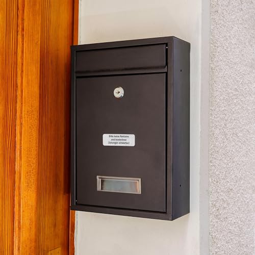 Briefkastenaufkleber Keine Werbung, 3 Stück, 67 x 21 mm, selbstklebende Folie in Edelstahl Optik, Stop Werbung Schild für Innen- und Außenbereich, Aufkleber Sticker Hinweis Bitte keine Werbung