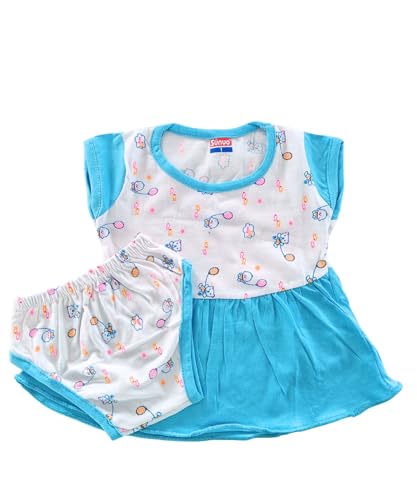 Image of Baby Girl Cotton A-Line Frock with Pant Combo (Pack of 3)