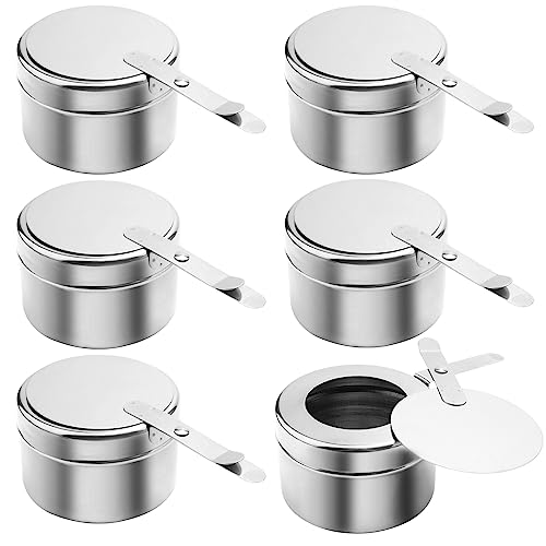 MOUYAT 6 PCS Chafing Fuel Holder with Cover, Stainless Steel Chafer Wick Fuel Sterno Canned Heat Holder for Buffet Warmer Barbecue Parties Chafing Dish by MOUYAT - Used condition - US$21.14