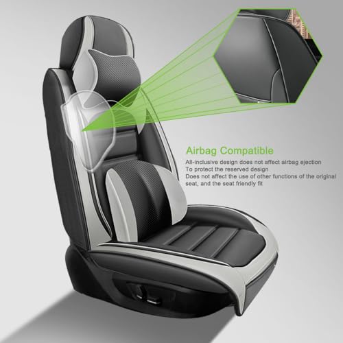 Image of Luxury Seat Covers for Subaru Outback 2006-2024,2PCS Nappa Leather Car Seat Covers,Waterproof Seat Protectors Auto Seat Covers,Breathable Nonslip Interior Cover Seats for Cars(White and Gray)