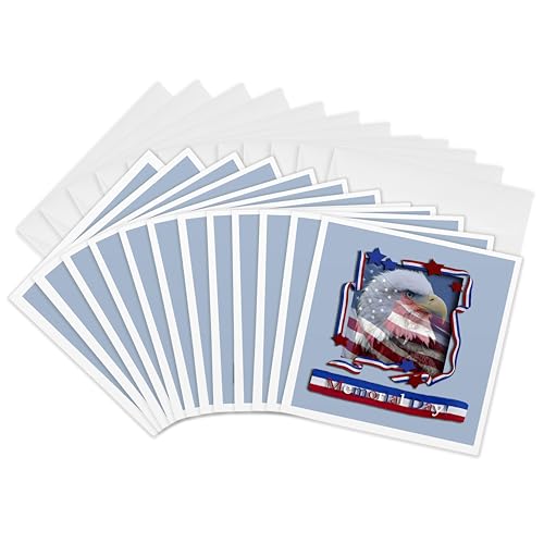 3dRose Memorial Day Patriotic Eagle - Greeting Cards, 6 x 6 inches, set of 12 (gc_16335_2)
