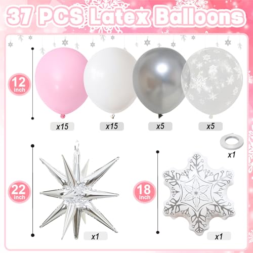 Image of Pink Winter Wonderland Christmas Balloons, for Princess Snow Party Balloon