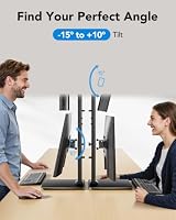 HUANUO Dual Monitor Ständer für 2 Monitore übereinander, vertikal höhenverstellbar für 13–34 Zoll Flach- und Curved-Monitore, bis 20 kg pro Monitor, VESA 50×50/75×75/100×100 mm, Schwarz – Ansicht 6