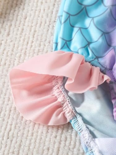 Image of Generic Chic Summer Fun: Baby Girls' 3pc Swimwear Set - Ruffle Halter Top, Mermaid Shorts & Headband, Durable & Stylish. 3-4 yr, Pink