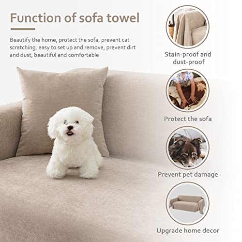 Osunnus Waterproof Sofa Cover Couch Cover Protector Sofa Throw Cover Slipcover Durable Multi-Function Furniture Cover For Pets Dogs Cats Home Living Room, Khaki 71" X 118" #TOP4
