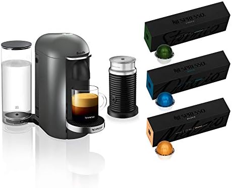 Nespresso VertuoPlus Deluxe Coffee and Espresso Maker by Breville with Aeroccino, Titan