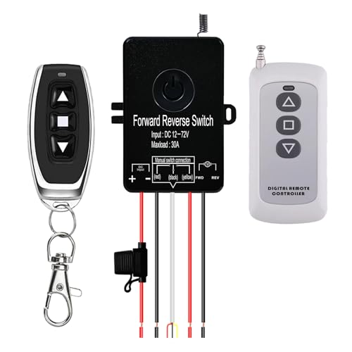 idealWIN DC 12V to 72V 30A Waterproof Remote Forward Reverse Switch up to 168 FT,Heavy Linear...