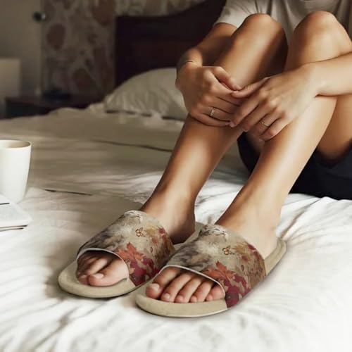 Forchrinse Christmas House Slippers for Women Men Open Toe Indoor Slippers Washable Reusable Spa Guest Hotel Shoes4