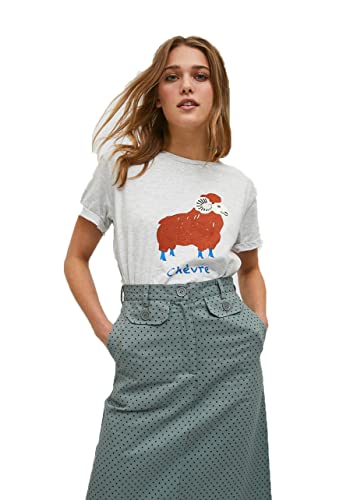 Camiseta de manga corta Compania Fantastica con estampado animal de carneros FA21SEV23, blanco, 40