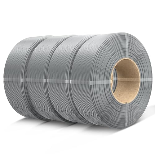 SUNLU 4KG PETG Filament Refill 1.75mm No-Spule PETG 3D Drucker Filament Bundle 3D Filament Refill for Reusable Spulen Compatible with Bambu Lab Filament Drucker 1KG/Rolle 4 x Grau