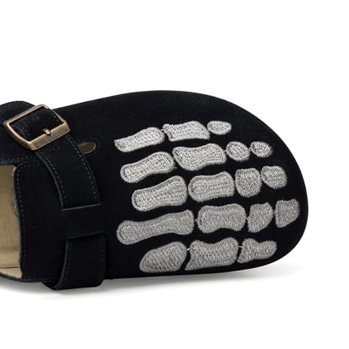 Image of Skeleton Clogs Adults Gothic Novelty Bone Open Back Mules Indoor Outdoor Shoes Buckle Footwear Comfy Lightweight with Non Slip Sole for Big Kids Boys Girls Women Men