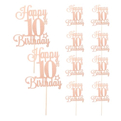 MOLUCKFU 10 Piezas Topper para Tartas con Purpurina Rosa Decoración para Cumpleaños Años Adornos Reutilizables para Fiestas Infantiles y Aniversarios Diseño Brillante para Pastel Festivo