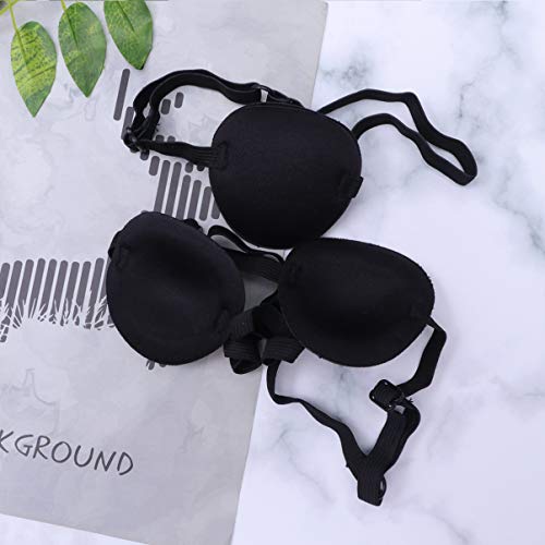 EXCEART 4 Pcs Preto Elástico Tapa-Olho Ajustável Estrabismo Pirata Tapa-Olho Ãšnico Tapa-Olho para C