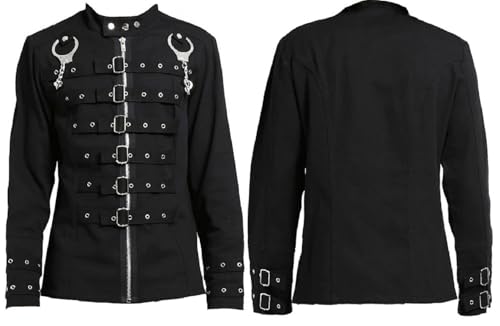 Darkrock Men’s Designer Stylish Black Punk Handcuff Casual Goth Heavy Metal Concert Jacket/USA2