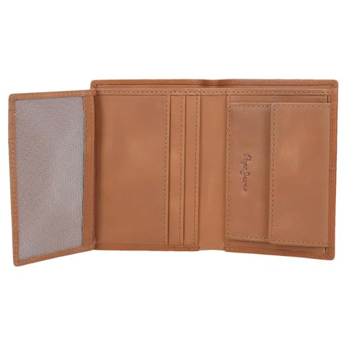 Pepe Jeans Cracker Portafoglio Verticale Con Portafoglio Beige 8,5X11,5X1 Cm Pelle By Joumma Bags, Beige, Taglia Unica, Portafoglio Verticale Con Portafoglio - 3