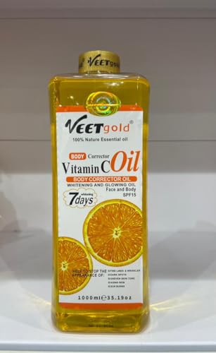 Huile Vitamine C Veetgold 300ml : Solution Anti-Taches et Correcteur Teint Terne SPF 15