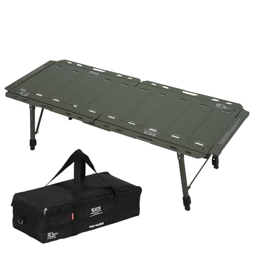 FASDRESS Foldable Roll-Up Aluminum Camp Table 120KG Load Capacity IGT Unit Combination Table with Adjustable Height Leg with Carry Bag fo (Green)
