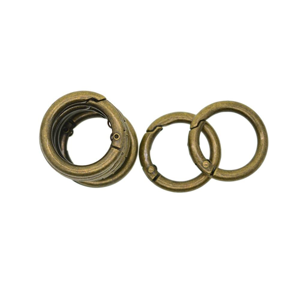 10 set da 10 pezzi 28 mm rotondi a molla moschettone portachiavi portachiavi bronzo