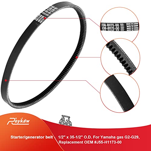 Roykaw Yamaha Clutch Drive Belt & Starter Generator Belt Kits For G2 G5 G8 G9 G11 G14 G16 G22 G29/Drive - 4 Cycle Gas Golf Cart Replaces Oem # J55-G6241-00, Jn6-H1173-00 #TOP3