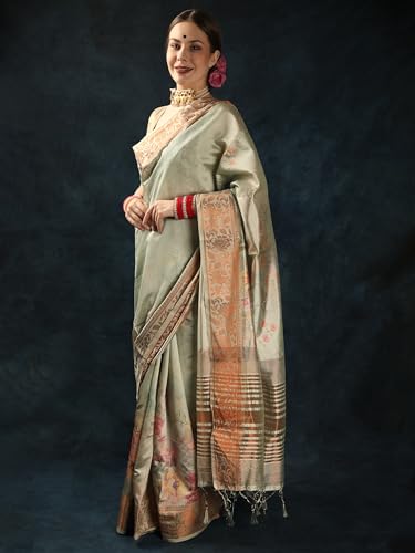 Exotic India green art silk saree in art silk – image 4