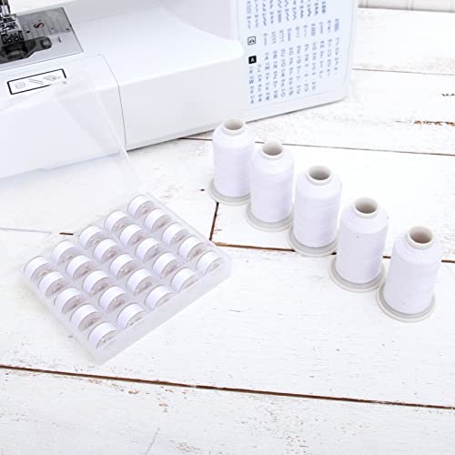 Set de hilo para coser Threadart Blanco con carretes preenrollados coincidentes - Blanco | Hilo poliéster multiusos para prendas, manualidades, reparaciones y costura a máquina. Fuerte y suave para uso diario.