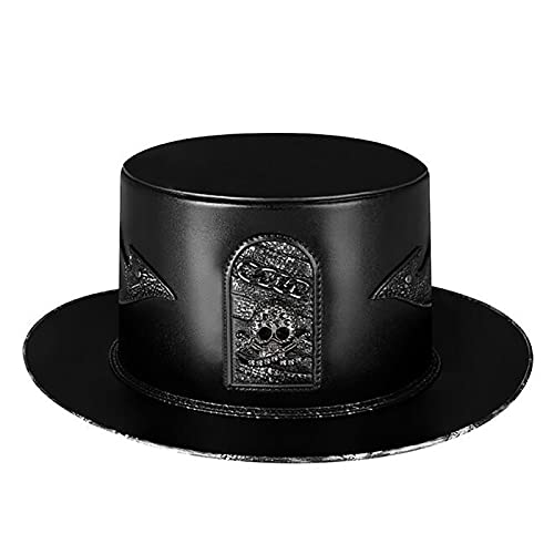 MENGON Zylinderhut Schwarz,Tarnkappe mit Knochen,Totenkopf,elegant, Kopfbedeckung, Wunderheiler,Karneval,Mottoparty,Halloween, Fasching, Verkleidung, Theater,Schädel Cover