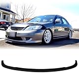 MagicDrift Front Bumper Lip Chin Spoiler, Compatible with 2004-2005 Honda Civic Coupe Sedan, A-Spec Style PU Front Lower Splitter Protector, Unpainted Black, 1PC