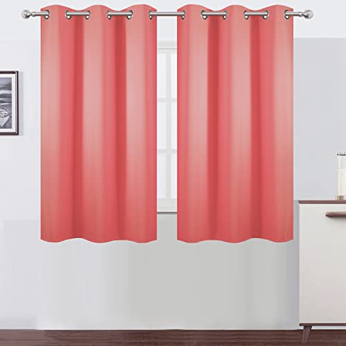 Image of LEMOMO Blackout Curtains 38 x 54 inch /Coral Curtains Set of 2 Panels /Thermal Insulated Room Darkening Bedroom Curtains