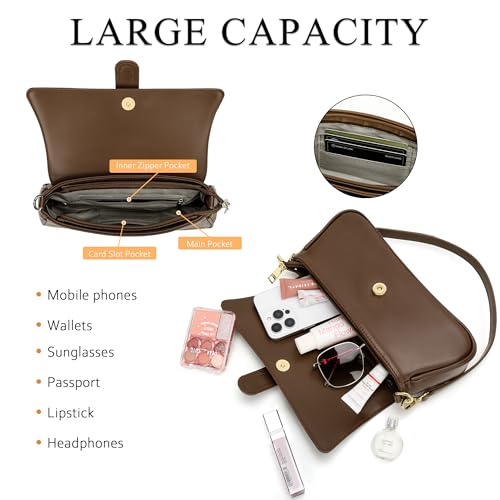 Image of KKXIU Shoulder Bag for Women Small Hobo Handbag Mini Retro Clutch Purses | Trendy Classic Underarm Crossbody Bag with Zipper Closure, Vegan Leather, Removable Strap