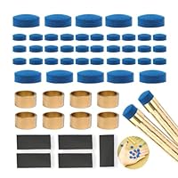YYMT 53 Stück Billard Queue-Spitzen Set, 9-12mm Billard Leder Queue Tipps Ersatzspitzen mit Messing-Ferrules + 240er Schleifpapier, Billard Queue Zubehör Set für Billardstöcke Snooker Pool Queues