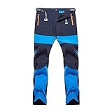 GELing Hombre Pantalones de Trekking Softshell Pantalones Impermeables Resistente Pantalones de Escalada Secado Rápido Al Aire Libre De Respirable Pantalones Aire Libre,Azul,5XL