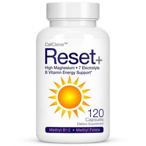 Reset+ 7 Energy Electrolytes High Methyl B12 Methyl Folate Pink Salt High Magnesium Super B Complex Green Tea & Green Coffee Extracts Biotin Zinc 72 Trace Minerals