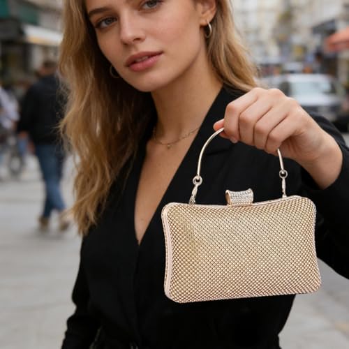 Pochette en strass et sac à main de fête avec chaîne chic