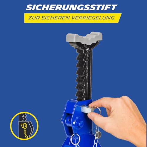 MICHELIN Unterstellbock 2 Tonnen Traglast, 2 Stück Stützböcke, Höhenverstellbar 280 mm bis 428 mm Hubhöhe Gummiauflage Zahnstange