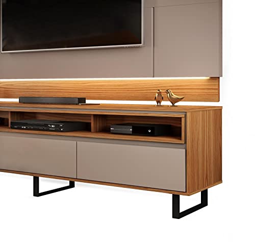 Bancada e Painel Betta 3 Gavetas Para TV até 75 Polegadas Griz/Carvalho Nobre Dj Móveis