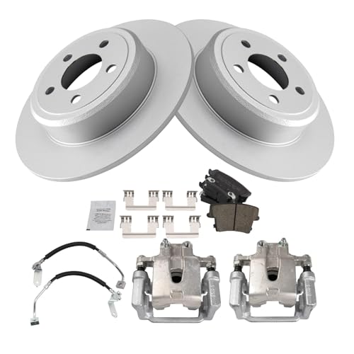 Image of TRQ Rear Brake Pad & Rotor Kit Ceramic Premium G-Coated Compatible with 2009 Dodge Challenger