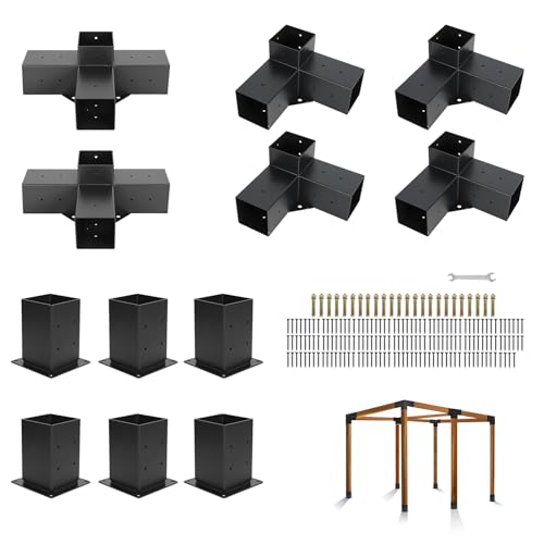 AIKOSIN Pergola Brackets Kit 4x4(Actual: 3.5x3.5'') 3-Way and 4-Way Right