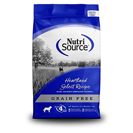Phillips Feed & Pet Supply NutriSource Heartland Select Grain-Free Dog Food, Made with Bison, Chicken and Menhaden Fish Meal, 30LB, Dry Dog Food