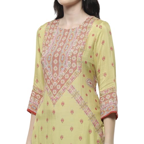 Image of BIBA Women Modal Blend Straight Printed Suit Set