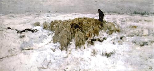 Tableaux Modernes Troupeau de moutons dans la neige pour Décoration de Bureau élégante